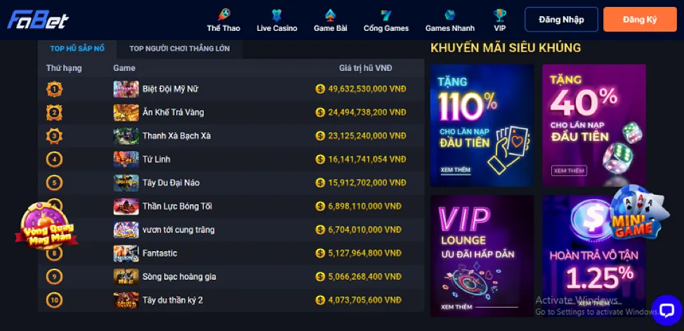 Vòng quay miễn phí Fabet88
